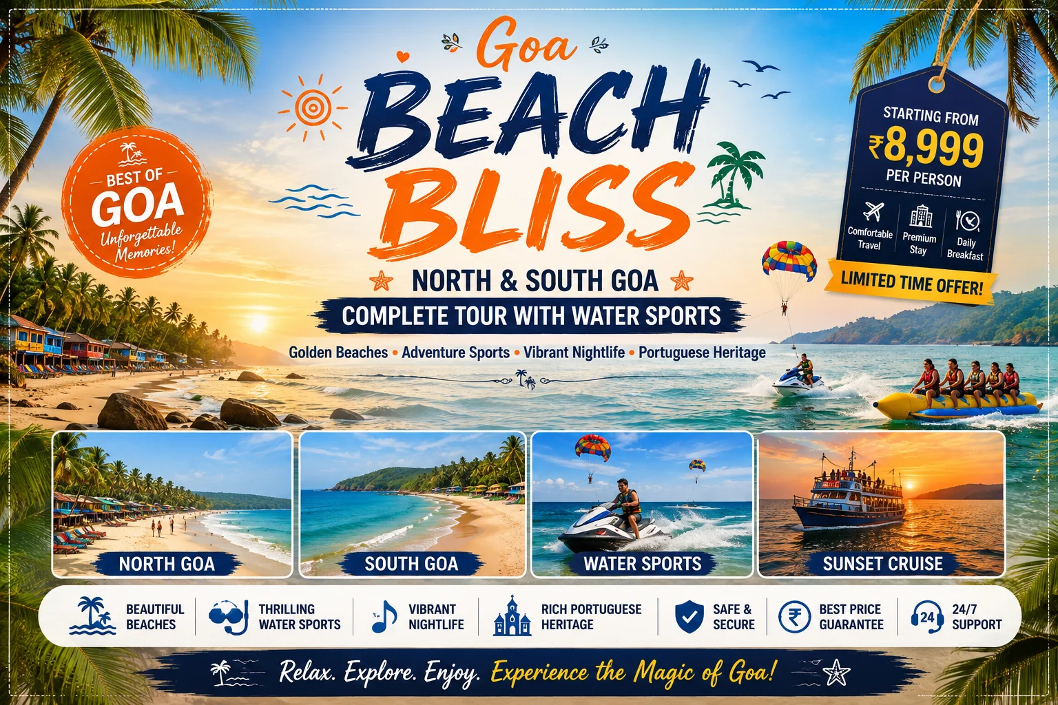 Goa Beach Bliss - North &amp; South Goa Complete Tour with Water Sports